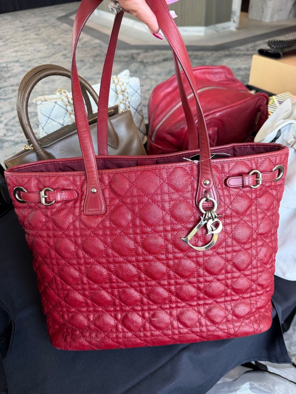 Christian Dior Burgandy Cannage EUC with COA